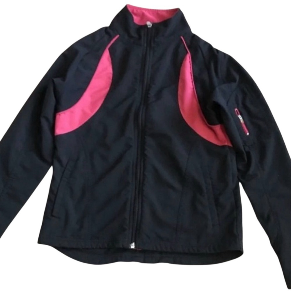 Nike FitDry women's black/pink fitted running workout track jacket - Size Small